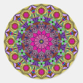 Mandala 12-2 PinkFlower - Ronde Sticker (Voorkant)