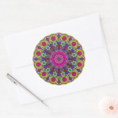 Mandala 12-2 PinkFlower - Ronde Sticker (Envelop)