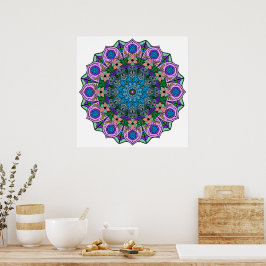 Mandala 12-2 TealRose - Poster