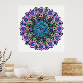Mandala 12-2 TealRose - Poster