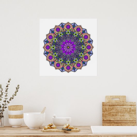 Mandala 12-2 VioletPeach - Poster (Keuken)