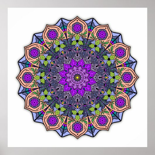 Mandala 12-2 VioletPeach - Poster (Voorkant)