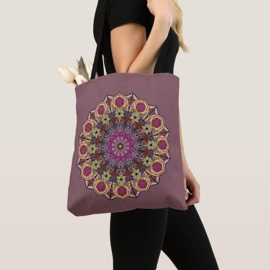 Mandala 12 Autumn Leaves Oranje Mauve - Tote Bag (Dichtbij)