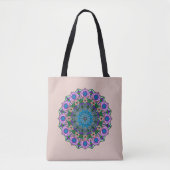 Mandala 12 Blauwgroen Roos Roze Sinaasappel op Cre Tote Bag (Voorkant)