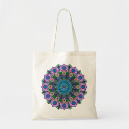 Mandala 12 Blauwgroen Roos Roze Sinaasappel - Tote Bag