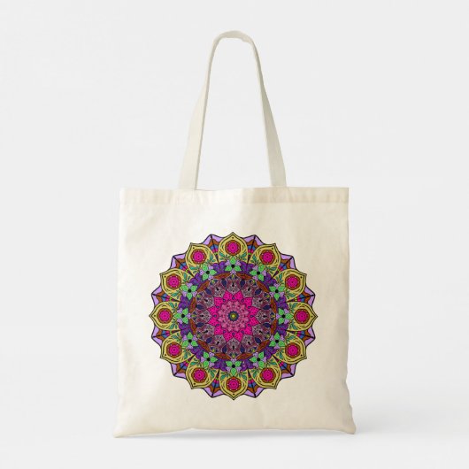 Mandala 12 Roze bloemmosterd - Tote Bag (Achterkant)
