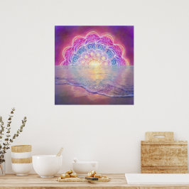 Mandala 12 Sun in Ocean roze - Poster