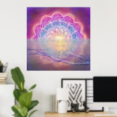 Mandala 12 Sun in Ocean roze - Poster (Thuiskantoor)