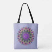 Mandala 12 Violet Peach roze groen op Violet - Tote Bag (Achterkant)
