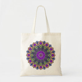 Mandala 12 Violet Peach roze groen - Tote Bag