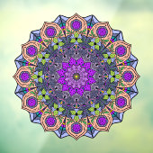 Mandala 12 VioletPeach roze groen - Raamsticker (Vel 3)