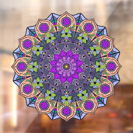 Mandala 12 VioletPeach roze groen - Raamsticker