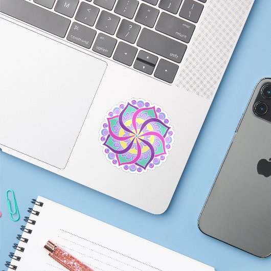 Mandala 1 sticker (Laptop met iPhone)
