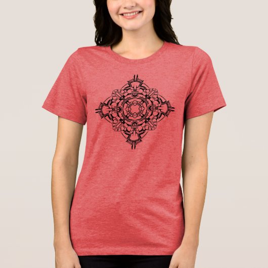 Mandala 2 Black Tri-Blend Shirt (Voorkant)