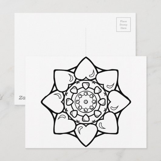 Mandala 36 harten briefkaart (Voorkant / Achterkant)