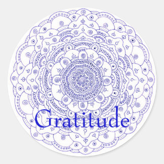 Mandala 6, dankbaarheid ronde sticker
