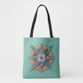Mandala 8 groene bladen Vloer Blauwgroen - Tote Bag (Voorkant)