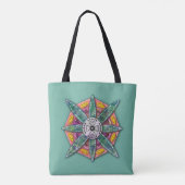 Mandala 8 groene bladen Vloer Blauwgroen - Tote Bag (Achterkant)