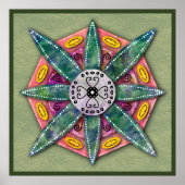 Mandala 8 groene bloempbladen op Poster (Voorkant)