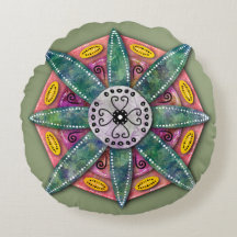 Mandala 8 groene ventilatorbladen op rood