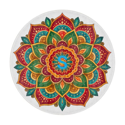 Mandala Aangepaste Initiaal Snijplank (Voorkant)