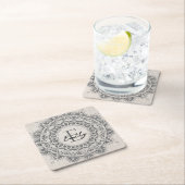 Mandala Aangepaste naam Monogram Monochroom Lichtg Kartonnen Onderzetters (Insitu)