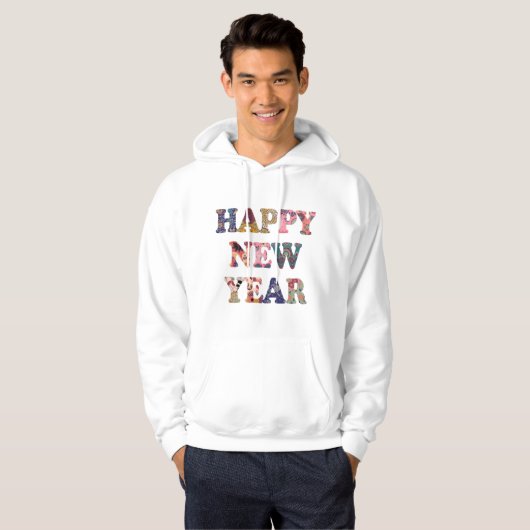 Mandala + Abstract Pattern ‘Happy New Year’ Artwor Hoodie (Voorkant volledig)