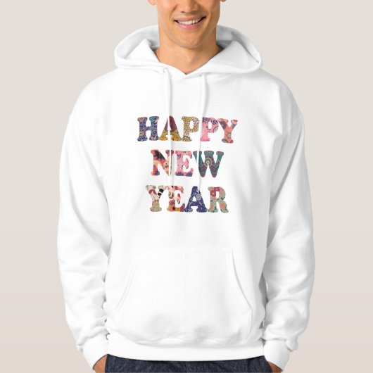 Mandala + Abstract Pattern ‘Happy New Year’ Artwor Hoodie (Voorkant)