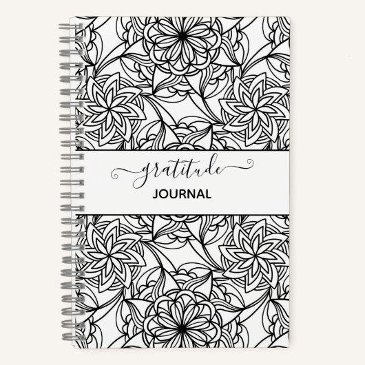 Mandala Abstract Volwassenkleurig wit zwart Notitieboek (Voorkant)