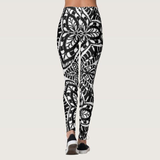 mandala abstracte kunst geometrische b&w leggings (Achterkant)