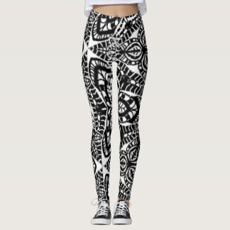 mandala abstracte kunst geometrische b&w leggings