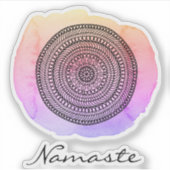 *~* Mandala Abstracte Waterverf NAMASTE Sticker (Voorkant)