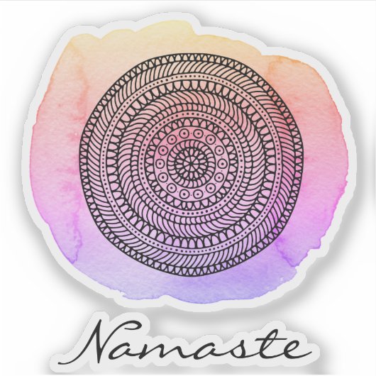*~* Mandala Abstracte Waterverf NAMASTE Sticker (Voorkant)