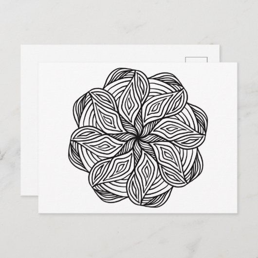 Mandala Abstracte zwarte witte minimale kleuren Briefkaart (Voorkant / Achterkant)