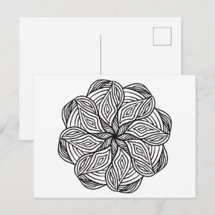Mandala Abstracte zwarte witte minimale kleuren Briefkaart