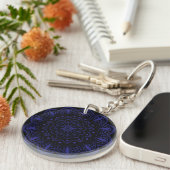 Mandala Acryl Sleutelhanger | Zwart en Paars (Voorkant Rechts)
