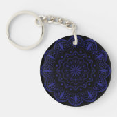 Mandala Acryl Sleutelhanger | Zwart en Paars (Voorkant)