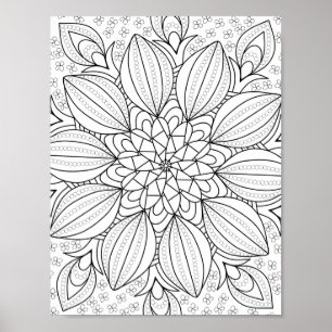 Mandala Adult Coloring Doodle Kleur Dit Poster