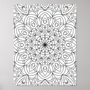 Mandala Adult Coloring Doodle Kleur Dit Poster