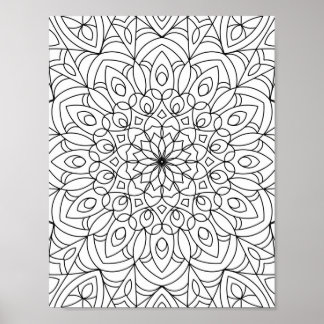 Mandala Adult Coloring Doodle Kleur Dit Poster