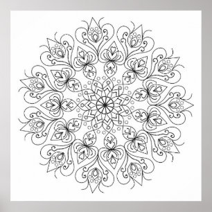 Mandala Adult Coloring Doodle Kleur Dit Poster