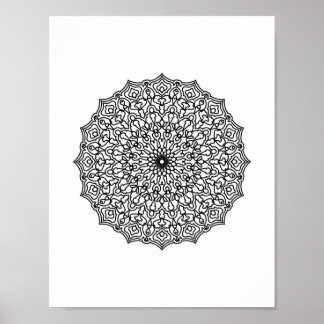 Mandala Adult Coloring Doodle Kleur Dit Poster