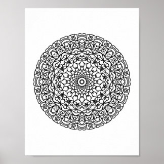 Mandala Adult Coloring Doodle Kleur Dit Poster