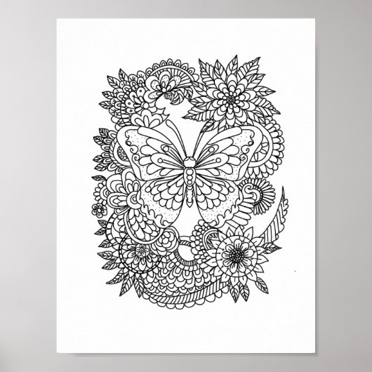 Mandala Adult Coloring Doodle Kleur Dit Poster (Voorkant)
