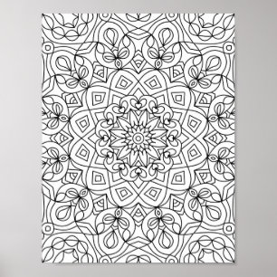 Mandala Adult Coloring Doodle Kleur Dit Poster
