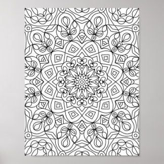 Mandala Adult Coloring Doodle Kleur Dit Poster