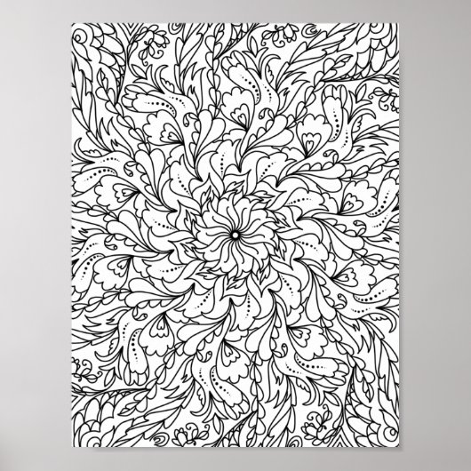 Mandala Adult Coloring Doodle Kleur Dit Poster (Voorkant)