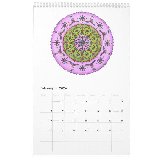 Mandala Agenda 2016 (tekeningen) Kalender (Feb 2026)