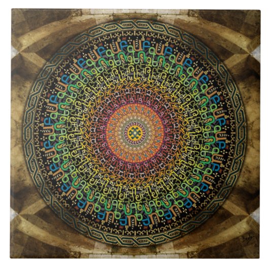 Mandala Armenian Alphabet Tile Tegeltje (Voorkant)