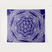 Mandala Art Boho Chic Elegant Navy Blue Trippy Wandkleed (Voorkant (horizontaal))